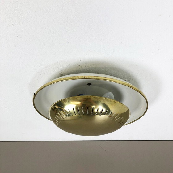 Image 1 of Paar vintage Stilnovo wandlampen van metaal en messing, Italië 1950