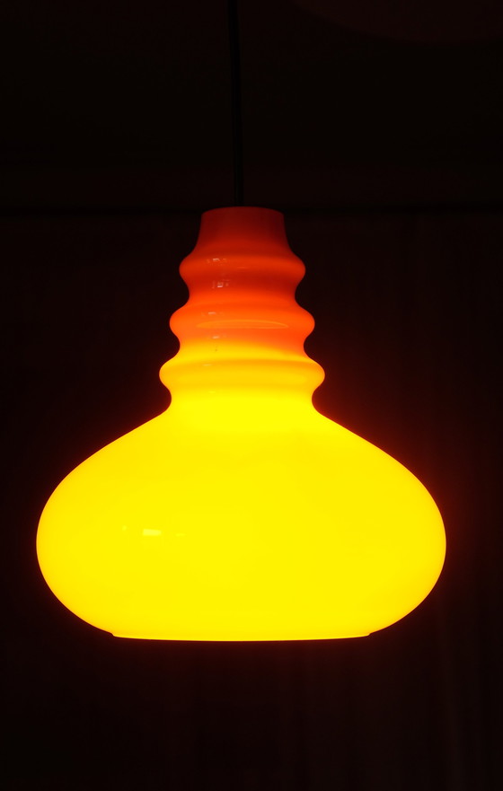 Image 1 of Hanglamp Peill & Putzler geflitst glas oranje 70S Uk4Aeb