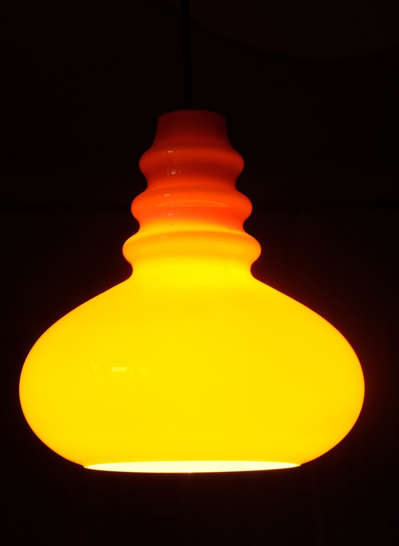 Image 1 of Hanglamp Peill & Putzler geflitst glas oranje 70S Uk4Aeb