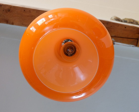 Image 1 of Hanglamp Peill & Putzler geflitst glas oranje 70S Uk4Aeb