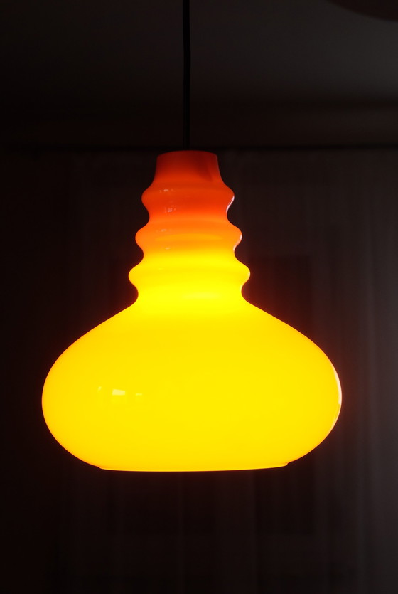 Image 1 of Hanglamp Peill & Putzler geflitst glas oranje 70S Uk4Aeb