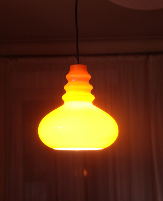 Image 1 of Hanglamp Peill & Putzler geflitst glas oranje 70S Uk4Aeb