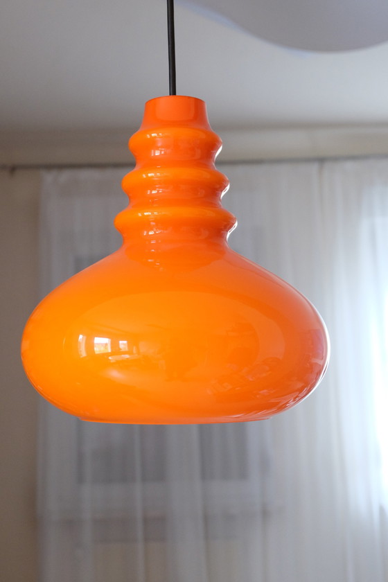 Image 1 of Hanglamp Peill & Putzler geflitst glas oranje 70S Uk4Aeb