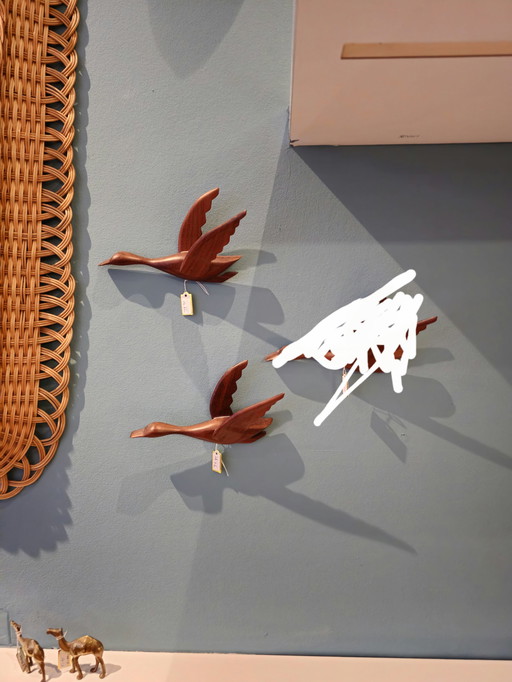 Vintage Wandvogels Wandvogel Vogel Teak Wanddecoratie  
