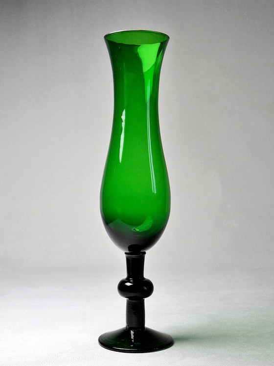 Image 1 of Duo van kleine vintage groene glazen vazen