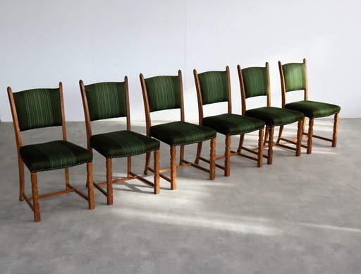 6X Brutalist Deense Eetkamerstoelen 