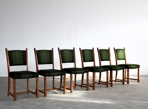 6X Brutalist Deense Eetkamerstoelen 