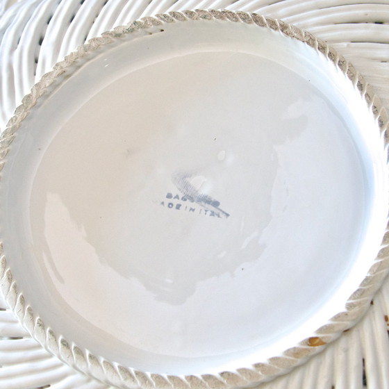 Image 1 of Grote Gevlochten Majolica Antieke Beker Gesigneerd Bassano