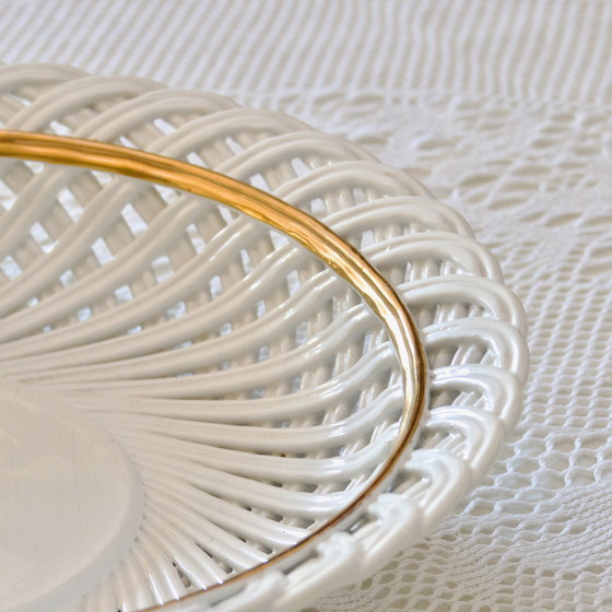 Image 1 of Grote Gevlochten Majolica Antieke Beker Gesigneerd Bassano