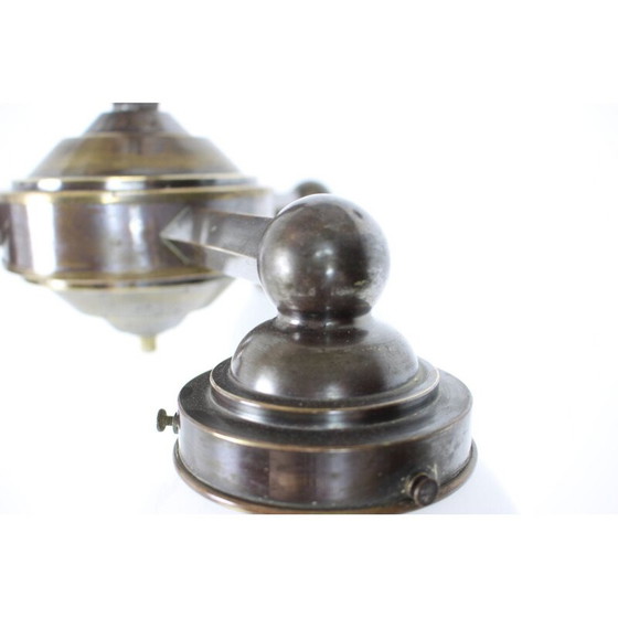 Image 1 of Vintage art deco kroonluchter van metaal en glas, Tsjecho-Slowakije 1920