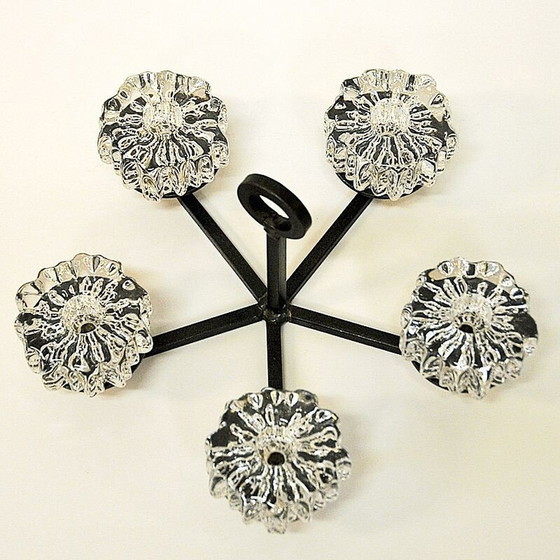 Image 1 of Vintage kandelaar van glas, kristal en ijzer van Willy Johansson voor Hadeland Glassverk, Noorwegen 1970