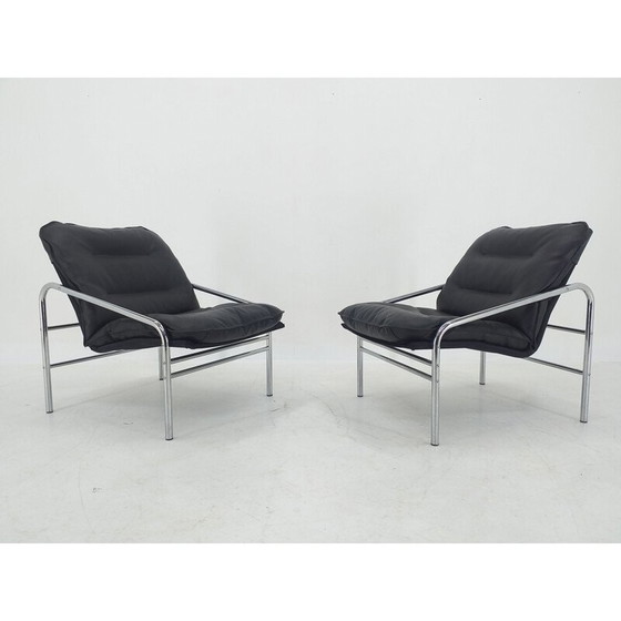 Image 1 of Paar vintage zwarte fauteuils, Duitsland 1970