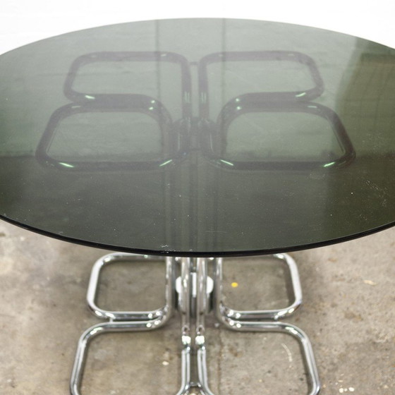 Image 1 of Italiaanse eettafel met gerookt glazen blad uit Mid Century, Giotto Stoppino, 1970