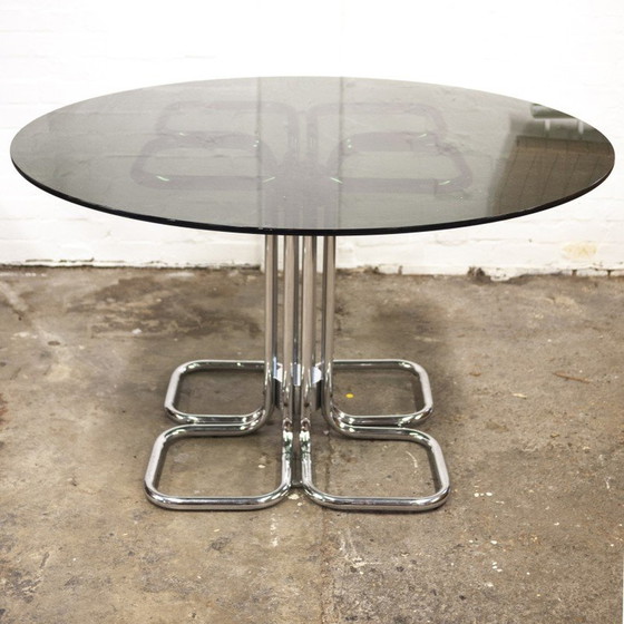 Image 1 of Italiaanse eettafel met gerookt glazen blad uit Mid Century, Giotto Stoppino, 1970