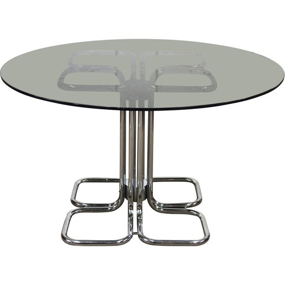 Image 1 of Italiaanse eettafel met gerookt glazen blad uit Mid Century, Giotto Stoppino, 1970