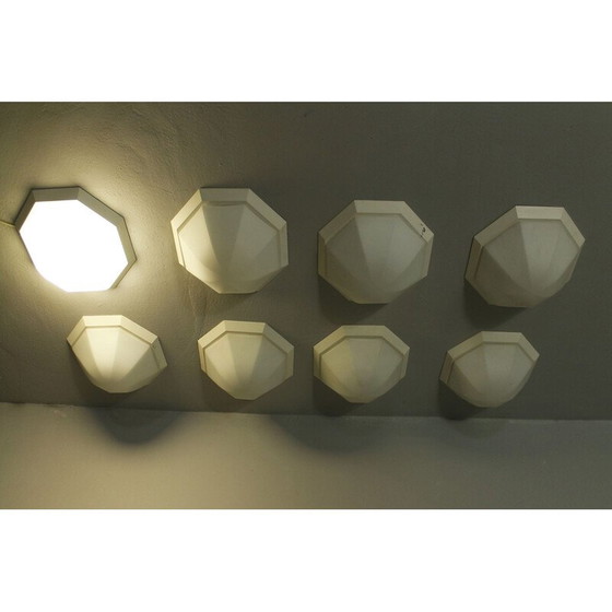 Image 1 of Vintage metalen en glazen plafondlamp van Glasshütte Limburg, Duitsland 1970