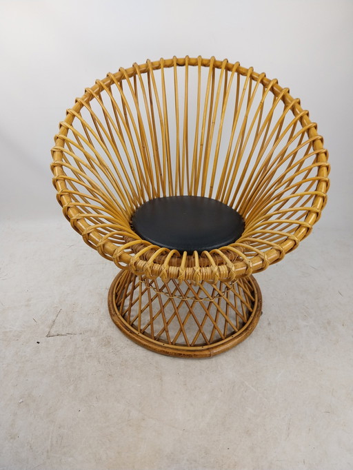 1 X 1960'S Rattan Fauteuil Door Rohé Noordwolde. 