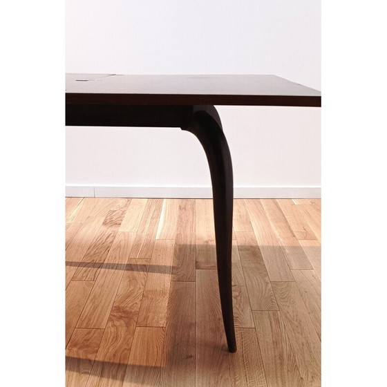 Image 1 of Vintage donkerhouten portefeuille tafel