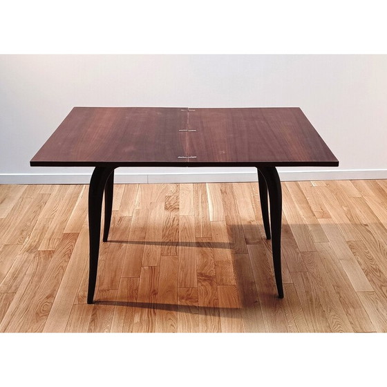 Image 1 of Vintage donkerhouten portefeuille tafel