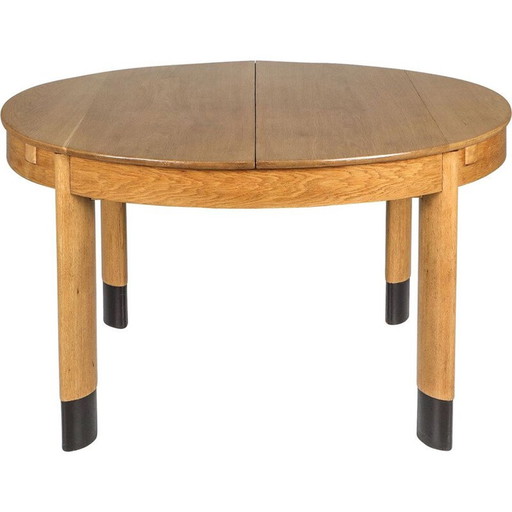 Vintage Rationalistische Ovale Eettafel in Eiken Nederlands1920