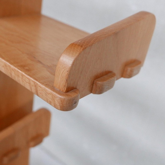 Image 1 of Brutalistische vintage eikenhouten Nederlandse rekken, jaren 1970