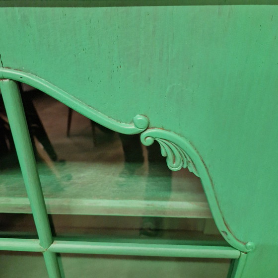 Image 1 of Groene Vintage Kast Vitrine