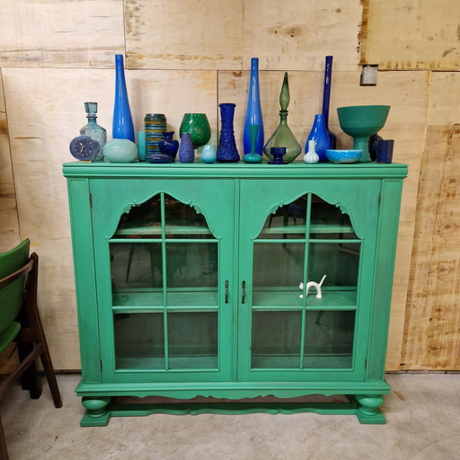 Groene Vintage Kast Vitrine