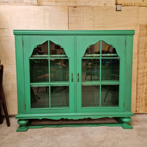 Groene Vintage Kast Vitrine