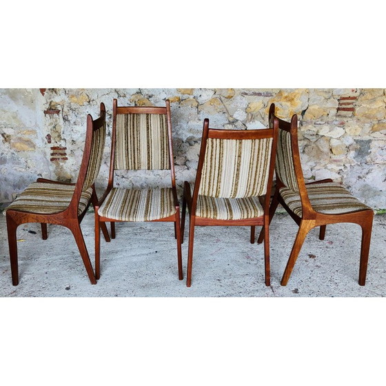 Image 1 of Set van 4 vintage teakhouten stoelen van R Huber& Co 1960