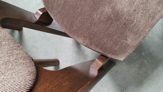 Image 1 of 6x brutalist houten vintage design stoelen jaren 70