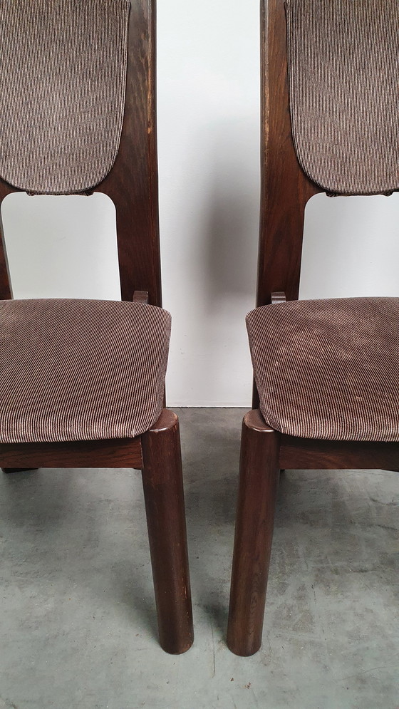 Image 1 of 6x brutalist houten vintage design stoelen jaren 70