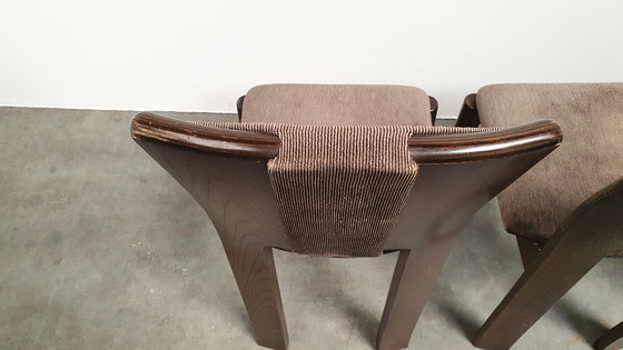 Image 1 of 6x brutalist houten vintage design stoelen jaren 70