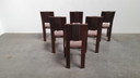 6x brutalist houten vintage design stoelen jaren 70
