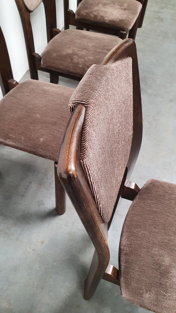Image 1 of 6x brutalist houten vintage design stoelen jaren 70