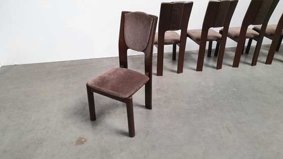 Image 1 of 6x brutalist houten vintage design stoelen jaren 70