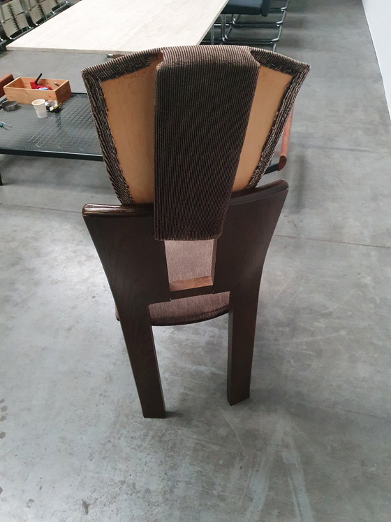 Image 1 of 6x brutalist houten vintage design stoelen jaren 70