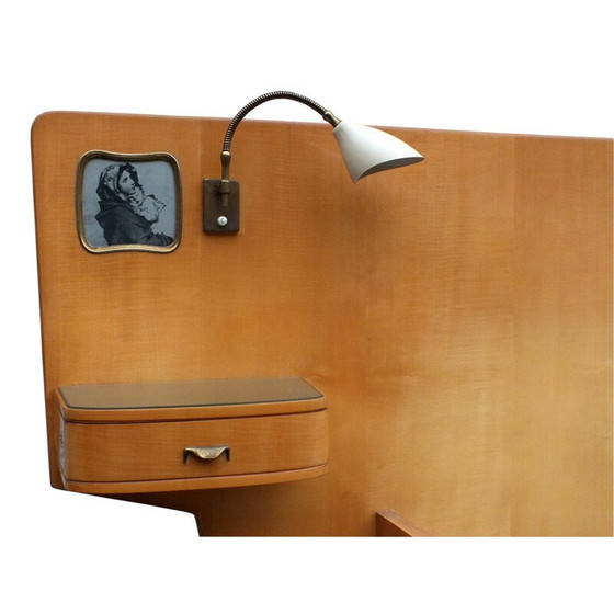 Image 1 of Vintage bed met lamp Arteluce van Gino Sarfatti voor Silvio Cavatorta 1950