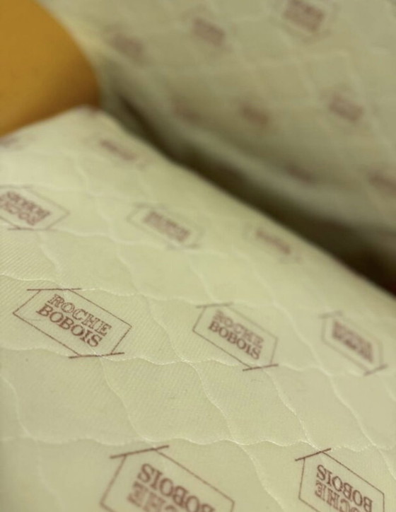 Image 1 of Gele leren fauteuil Rochebobois Jaren 80/90