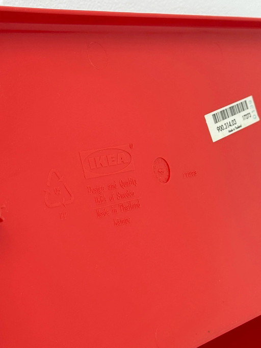 2x Space Age IKEA 'Kämpe' Wandplank – Rood