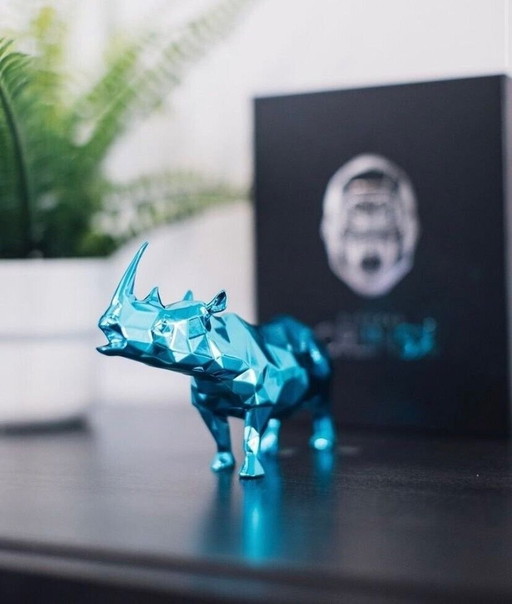 Richard Orlinski Rhino Spirit Azur