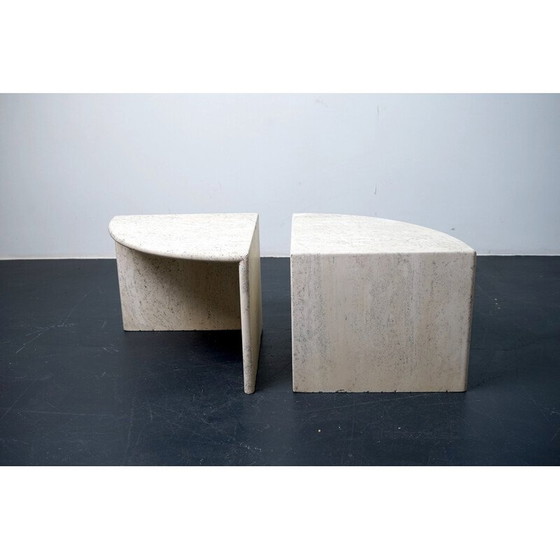 Image 1 of Paar vintage travertijnen salontafels, Duitsland 1970