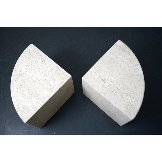 Image 1 of Paar vintage travertijnen salontafels, Duitsland 1970