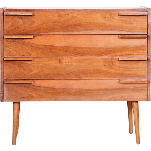 Bruine mid century walnoten ladekast, 1960