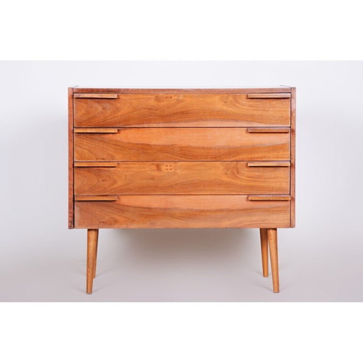 Bruine mid century walnoten ladekast, 1960