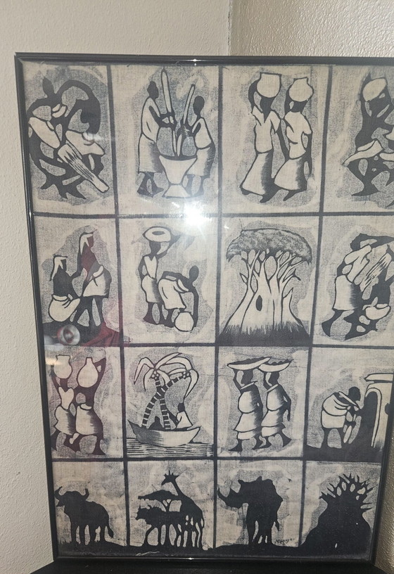 Image 1 of Black and White Unity African Batik