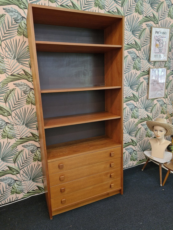 Image 1 of Vintage Deens Design Boekenkast Met Lades