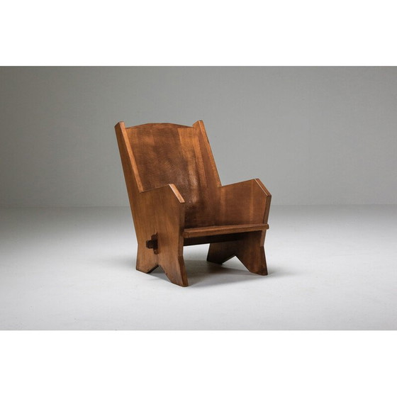 Image 1 of Paar vintage gebeitste beukenhouten fauteuils, Italië 1940