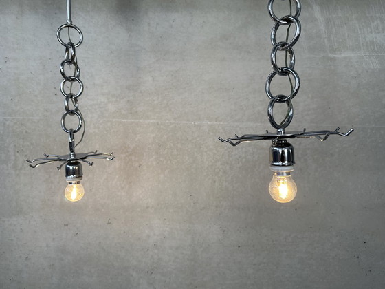 Image 1 of 2x Vintage glazen hanglamp