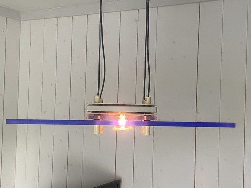 Moderne plexiglazen 'retro funk' halogeen hanglamp