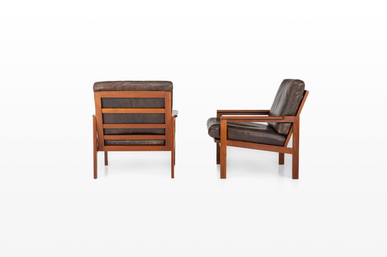 Image 1 of 2 x Capella Fauteuils met Ottoman van Illum Wikkelsø voor Niels Eilersen, Denemarken, jaren 50